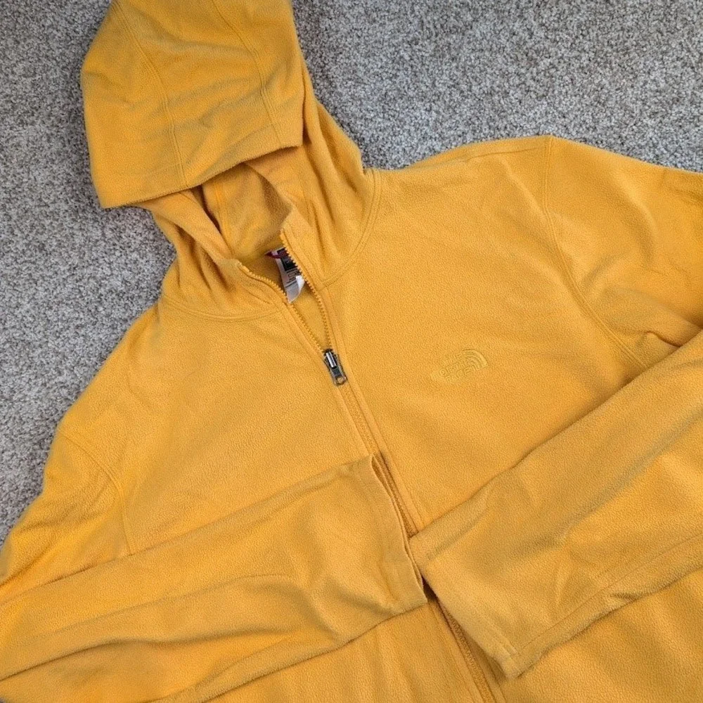 The North Face Mens Large Yellow Full Zip Fleece Hoodie‎ Jacket Coat